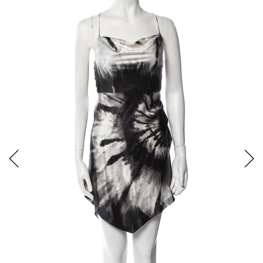 Retrofete silk Black and White Tie-Dye Dress (size S)